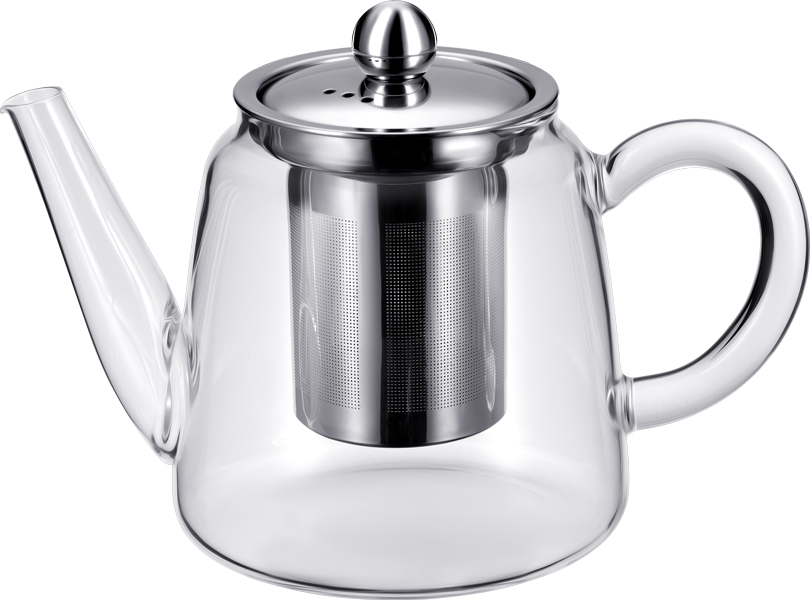 Чайник  900 мл. заварочный с крышкой нерж. с фильтром, Термостекло /1/24/