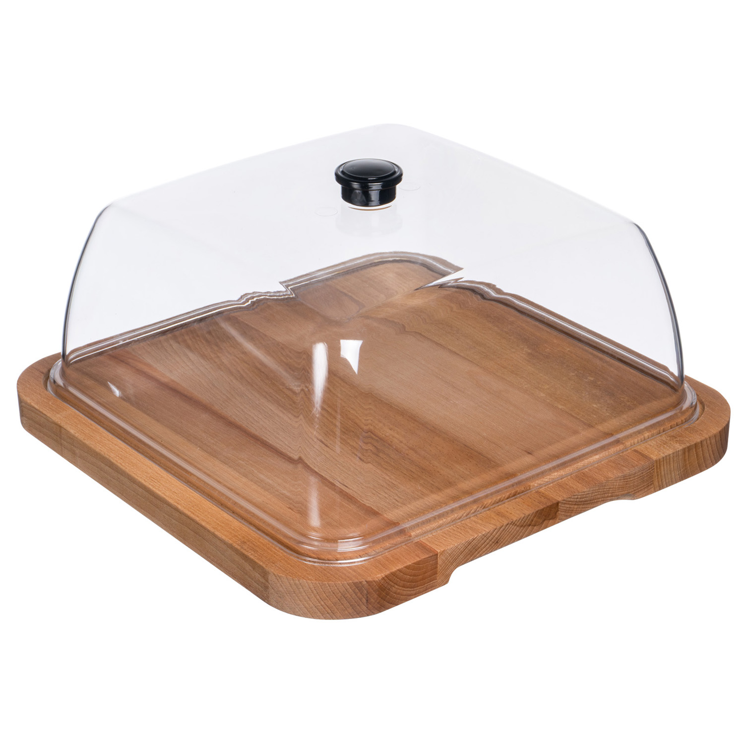 Доска для подачи квадр. 320*320*145 мм. бук,  с крышкой поликарбонат GP /1/