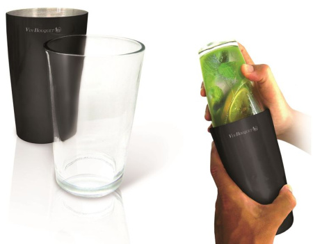 Шейкер 0,45/0,85 л. 28 см. нерж. Boston со стекл. стаканом VB /1/10/