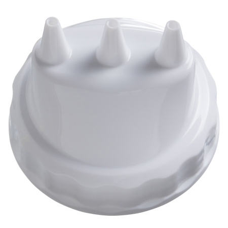 Емкость для соуса  500 мл. d=70 мм. h=200 мм. с 2 крышками 3 носика, широкая прозрачная, крышки белые GP /1/96/