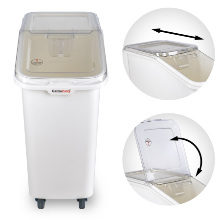 Контейнер для сыпучих продуктов  82 л 340*720*710 мм. (-40°C /+70°C) п/п на колесах, с совком, белый GP /1/4/