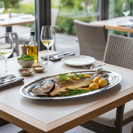 Блюдо для подачи овальное 600*245 мм. для рыбы, нерж. Abert /1/