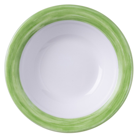 Блюдце d=120 мм. 110 мл. для десерта глубокое зеленый край  Браш /1/6/36/ АКЦИЯ