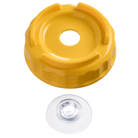 Емкость для соуса  750 мл. d=70 мм. h=237 мм. с 2 крышками, с силик. носик. широкая прозрачная, крышки желтые GP /1/96/