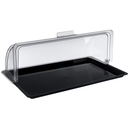 Поднос сервировочный GN 1/1 53*32,5 см. поликарбонат, черный, с крышкой Roll-Top GP /1/ ВДОХНОВЕНИЕ