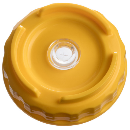 Емкость для соуса  500 мл. d=70 мм. h=166 мм. с 2 крышками, с силик. носик. широкая прозрачная, крышки желтые GP /1/96/