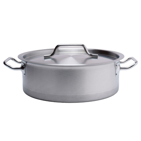 Кастрюля 10 л. нерж. d=32 см. h=12 см. низкая, тройное дно с крыш. (индукция) MGsteel /1/