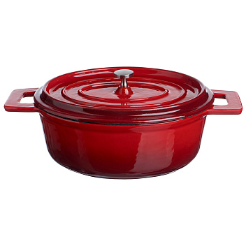 Кастрюля для запекания 800 мл. 180*140 мм. h=70 мм. с крышкой, красная, чугун /1/