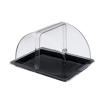 Поднос сервировочный GN 1/2 32,5*26,5 см. поликарбонат, черный, с крышкой Roll-Top GP /1/