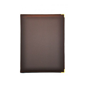 Папка-меню 32,5*24 кож.зам.-шелк корич. съемные файлы /1/ Под заказ