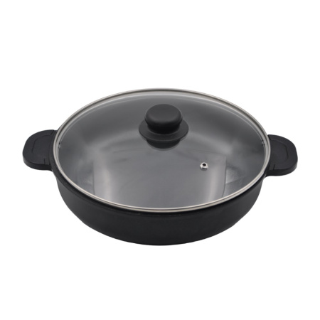 Сковорода d=26 см. h=6,5 см. 2,9 алюм.с антиприг.покрыт.глуб с крышкой с 2 ручками /1/