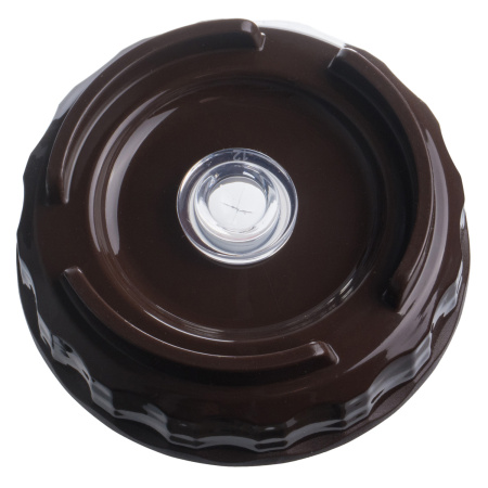 Емкость для соуса  500 мл. d=70 мм. h=166 мм. с 2 крышками, с силик. носик. широкая прозрачная, крышки коричневые GP /1/96/