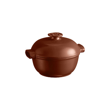 Кастрюля  2,0 л. керам. d=22,5 см. h=18 см. с крышкой (индукция) коричневая Emile Henry /1/