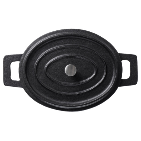 Кастрюля для запекания 800 мл. 180*140 мм. h=70 мм. с крышкой, черная, чугун /1/