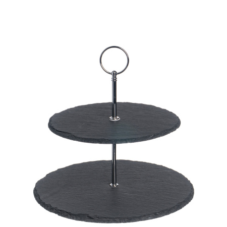 Этажерка 2-х ярусная d=20/25 см. h=23 см. черная, сланец MGprof /1/12/